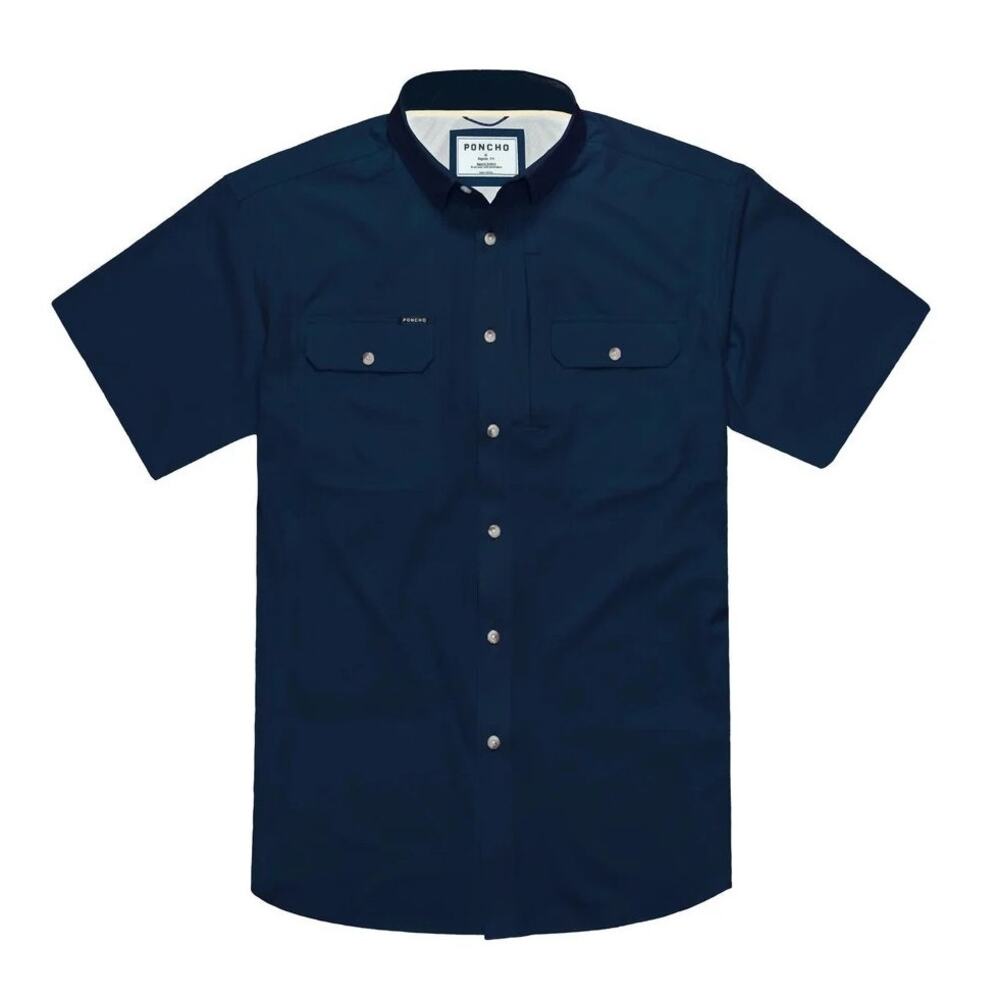 Poncho Mens Captain Original Shirt XXL Navy Fishing Outdoors Magnetic Pocket